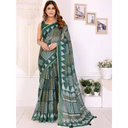 AWRIYA Ethnic Motifs Zari Linen Blend Saree-picture-21