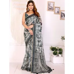 AWRIYA Floral Zari Linen Blend Saree-picture-26