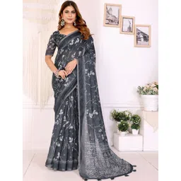 AWRIYA Floral Zari Linen Blend Saree-picture-39