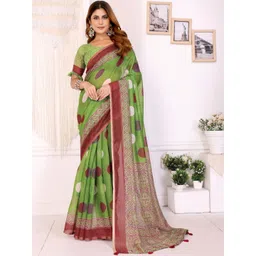 AWRIYA Polka Dot Zari Linen Blend Saree-picture-36