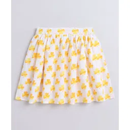 Aww Hunnie 100% Cotton Leaves Printed Skirt - Yellow-picture-15