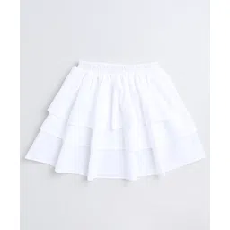 Aww Hunnie 100% Cotton Solid Layered Skirt - White-picture-15