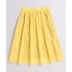 Aww Hunnie 100% Cotton Solid Tiered Skirt - Yellow-picture-38