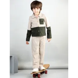 AWW HUNNIE Boys Full Sleeves Coudroy Collar Shirt With Coudroy Trousers-picture-11