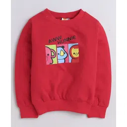 Aww Hunnie Full Sleeves Cartoon Animals Printed Cotton Terry Autumn Winter Sweatshirt - Red-picture-23