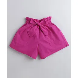 Aww Hunnie Two Side Pocket Cotton Shorts With Attached Belt -  Purple-picture-10
