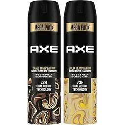 Axe Dark Temptation Men's Deodorant + Axe Gold Temptation Long Lasting Deodorant Bodyspray For Men, With An Irresistible Scent 215ml, Pack of 2-picture-18