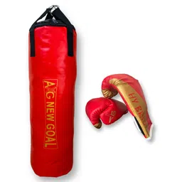 Axg New Goal Durable 3 Feet Punching Bag With Solid Hybrid Gloves Boxing Kit- Red-picture-16