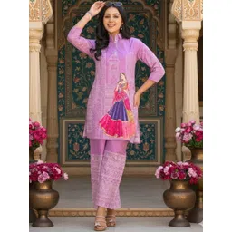 AXI COUTURE Ethnic Motifs Printed Mandarin Collar Tunic & Trousers-picture-37