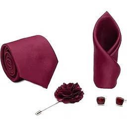 axlon Men Formal/Casual Micro Silk Neck Tie Pocket Square Accessory Gift Set with Cufflinks and Brooch Pin-picture-28