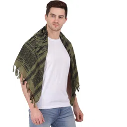 axolotl Printed Pure Cotton Men Dark Green Scarf-picture-19