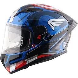 Axor Street Marvel Captain America ISI ECE and DOT Certified Lightweight Full Face Helmet for Men and Women with Scratch and UV Resistant Dual Visors with Anti-Fog Pin Lock System-Blue Red White-M-picture-11