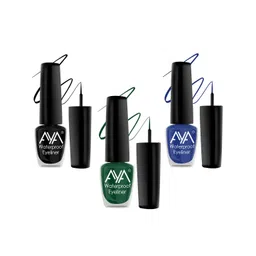 AYA Set Of 3 Long Lasting 24 Hrs & Waterproof Liquid Eyeliner 5ml Each - Green + Black + Blue-picture-14