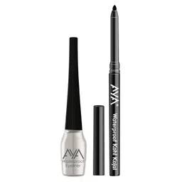 AYA Waterproof Liquid Eyeliner & Waterproof Kohl Kajal-Silver&Jet Black-picture-11