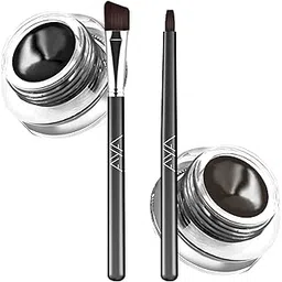 AYA Eye Makeup 2 in 1 Brown + Black Gel Eyeliner Make Up Water-proof Smudge-proof Set Eye Liner With Application Brushes-picture-21