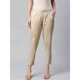 Ayaany Women Beige Solid Trousers-picture-26