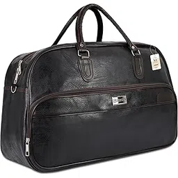 ayaha Large Leather 20 Inch Duffle Bag for Travel Men and Women's Luaggage Duffel Bags Stylish Ideal Cabin Bag Weekender Bag for Travelling Overnight Carry Bag (A-TB-5-Black)-picture-11