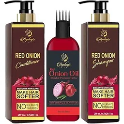 Ayulogix Red Onion Hair care Kit(Hair OIl + Shampoo + Conditioner) (Pack of 3)-picture-10