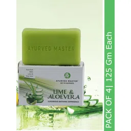 AYURVED MASTER Set Of 4 Lime & Aloe Vera Bathing Soap for Anti-Pollution - 125g each-picture-32