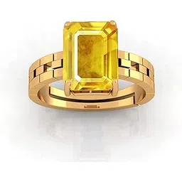 ayush gems 18.00 Carat Unheated Untreatet A+ Quality Natural Yellow Sapphire Pukhraj Gemstone Gold Plated Ring for Women's and Men's (Lab Certified)-picture-17