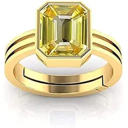 ayush gems 4.00 Ratti 3.00 Carat Unheated Untreatet A+ Quality Natural Yellow Sapphire Pukhraj Gemstone Gold Plated Ring for Women's and Men's (Lab Certified)-picture-14