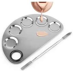 ayushicreationa Stainless Steel Cosmetic Makeup Palette, Foundation Makeup Mixing Palette, Makeup Palette with Spatula Pack of 1 (BIG)-picture-29