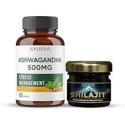 Ayuvya Shilajit Gold (20g) & Ashwagandha (60 capsules) Combo | Pure Himalayan Shilajit Resin | Supports Muscle Strength, Stamina, Relief Stress & Boost Energy | 100% Natural | For Men & Women-image-3