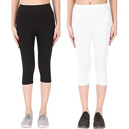 ayvina 100% Pure Cotton Lycra Capri for Women |Women 3/4th Cotton Plain Capri-picture-53