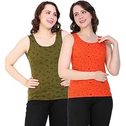 ayvina Women Printed Tank Top – Cotton Sleeveless Stylish Casual Wear Printed Tank Tops for Women Girls Ladies – Soft Comfortable Gym Yoga Workout Summer Tops-PACK OF 2-picture-38