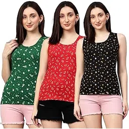Ayvina Women's Cotton Round Neck Tank Top | Tops for Women|Crop top Tank top|Beach wear|Stylish Tops|Inner for Women (Pack of 3)-picture-47