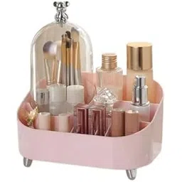 Azelf Stylish Cosmetic Organizer with Clear Cover - Makeup Storage Box with Integrated Brush Holder & Lipstick Rack for Beauty Lovers Attractive Look Luxurious Look-picture-13