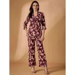 Azira Floral Printed Pure Cotton Top With Trousers Co-Ords-picture-19