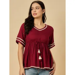 Azira Peplum V Neck Short Sleeve Top-picture-41