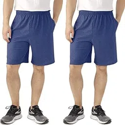 azlax Mens 100% Cotton Shorts Set of 2 with Side Pockets - 100% Cotton Comfort Wear - Lightweight for Summer-picture-54