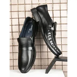 Azzaro Black Men Black Solid Formal Slip-on Shoes-picture-25