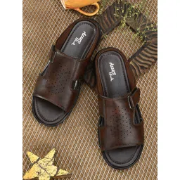 Azzaro Black Men Brown Solid Comfort Sandals-picture-35