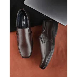 Azzaro Black Men Brown Solid Slip On Formal Shoes-picture-32