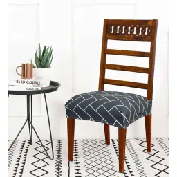 b7 creations Black Printed Polyester Blend 16x20 Inches Chair Covers (Set of 4)-picture-29