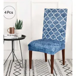 b7 creations Blue Printed Polyester Blend 14x38 Inch Chair Covers (Pack of 4)-picture-11