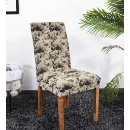 b7 creations Brown & Beige Printed Polyester Blend 14x38 Inch Chair Covers (Set of 4)-picture-23