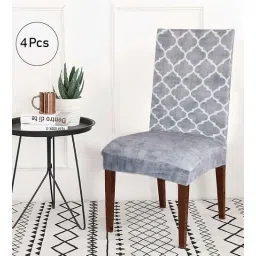 b7 creations Grey Printed Polyester Blend 14x38 Inches Chair Covers (Pack of 4)-picture-38