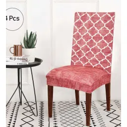 b7 creations Red Printed Polyester Blend 14 x 38 Inches Chair Covers (Set of 4)-picture-36