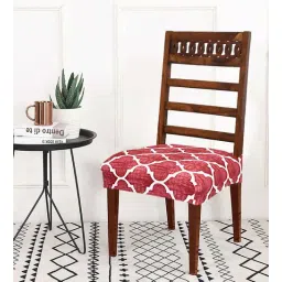 b7 creations Red Printed Polyester Blend 16x20 Inches Chair Covers (Set of 6)-picture-21