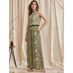 B77 Freena Forest Printed Halter Neck Satin Jumpsuit-picture-30
