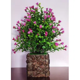 Multicolor flower Plant with Stylish Coconut Brown Pot Wild Artificial Plantwith Pot-image-20