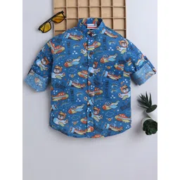 BAATCHEET Boys Graphic Printed Mandarin Collar Comfort Cotton Shirt-picture-39