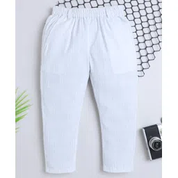 BAATCHEET Cotton Woven Full Length Striped Panda Back Printed Pant -White-picture-13