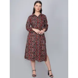 Baawri Ethnic Motifs Printed Shirt Style Midi Dress-picture-37