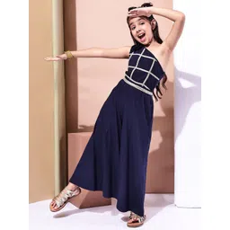 Baawri Girls Checked One Shoulder Top With Palazzos-picture-39