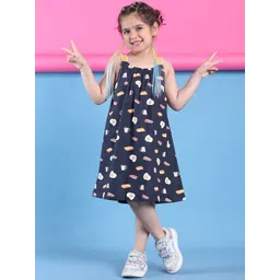 Baawri Girls Conversational Printed Gathered Or Pleated A Line Dress-picture-12